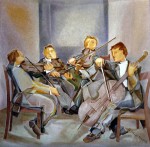 © S. Blumin, Quartet, signed, unframed author's print of oil painting, 1987 (click to enlarge)